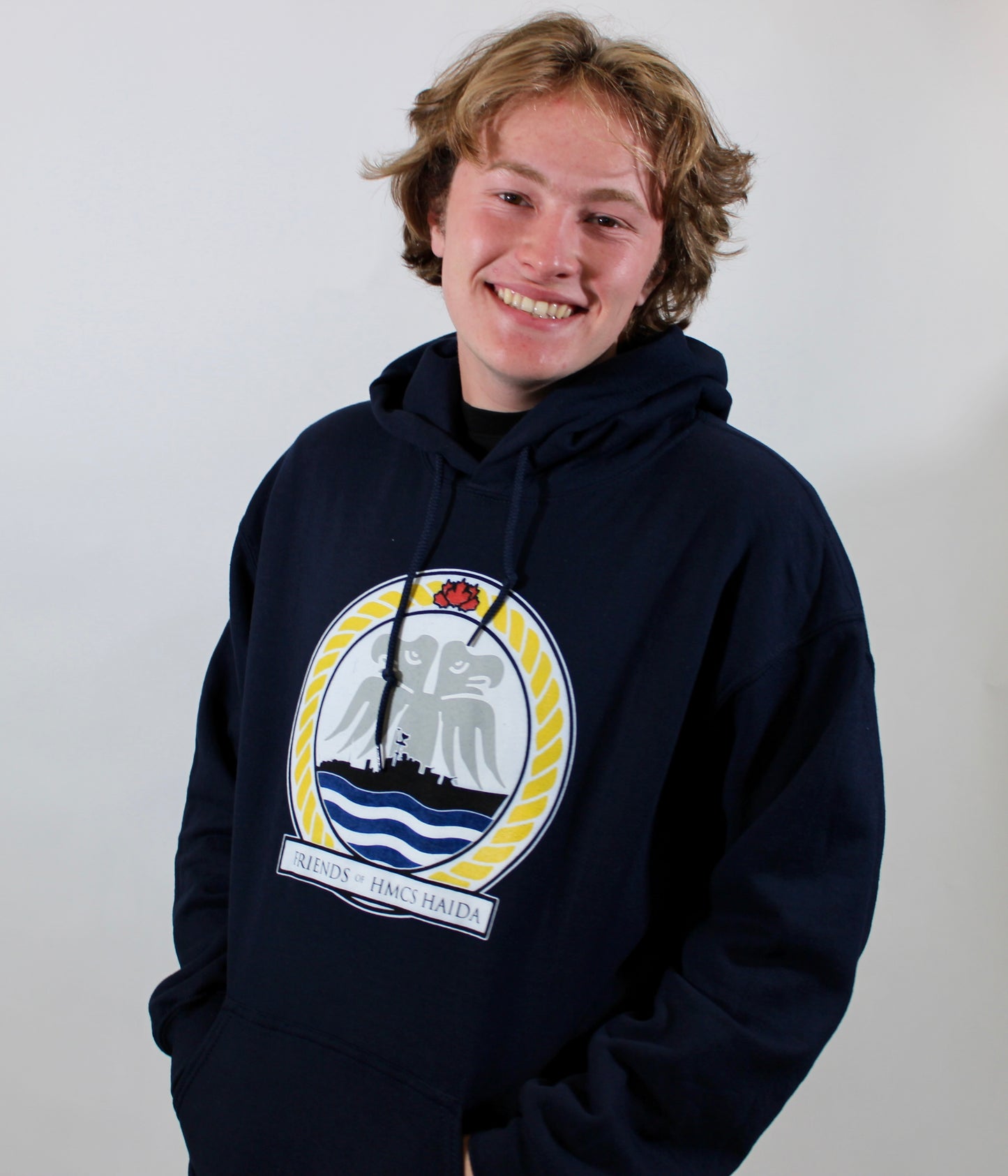 Pullover Hoodie, HMCS HAIDA, Navy Blue, Adult