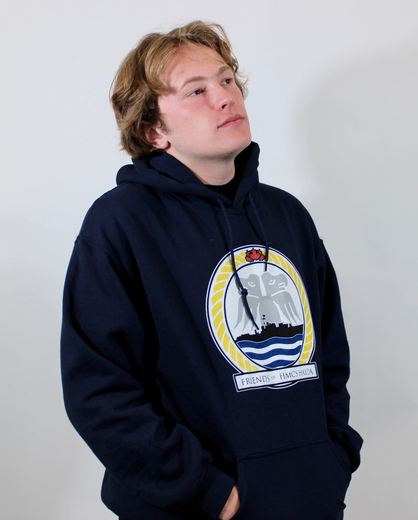 Pullover Hoodie, HMCS HAIDA, Navy Blue, Adult